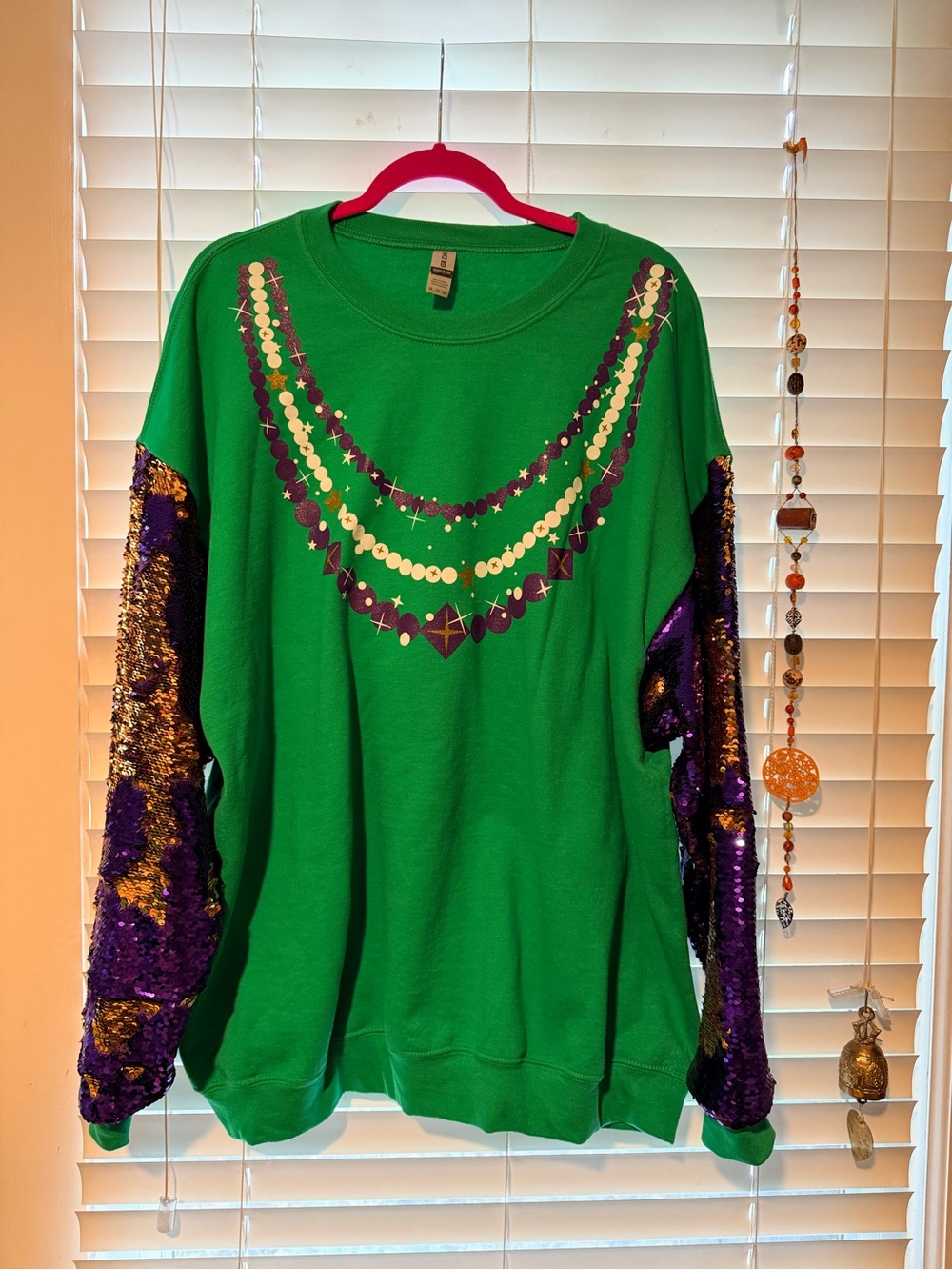New Orleans Fringe + Co Mardi Gras Green Crewneck Sweatshirt